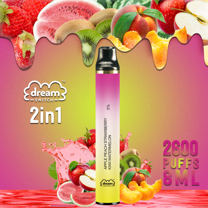 Disposable Dream Switch 2in1, Apple Peach Strawberry / Kiwi Water melon8.0ml 2600 Puffs Vape